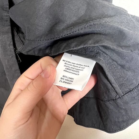 Eileen Fisher Linen Blend High Collar Peplum Jacket Gray Size Small - Picture 4 of 7